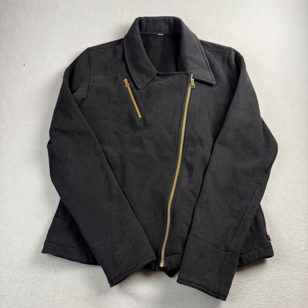 Lululemon Kanto Catch Me Jacket Black Asymmetrical Gold Zip‎ Fleece
